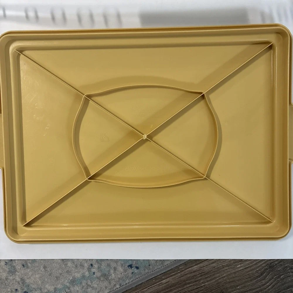 Tupperware Rectangular Cake Taker W/Handle Gold 15